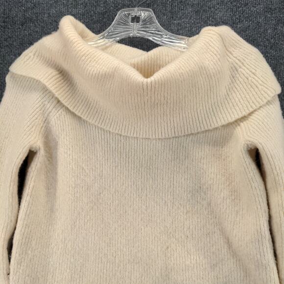 Forever 21 Womens Cowl Neck Sweater Size Small Cream Tag Logo - Picture 6 of 10
